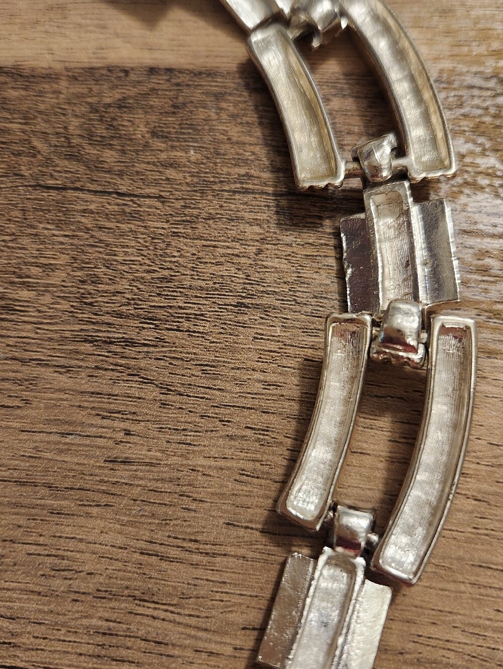 Silver-Tone Pyramid Link Necklace and Bracelet Set - Picture 3 of 12